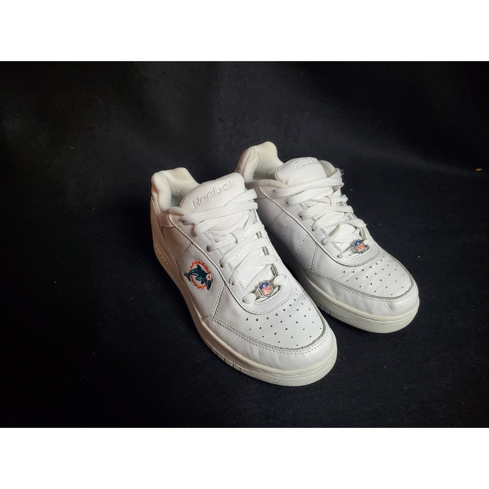 Reebok Miami Dolphins NFL White Leather Low Top Sneakers Womens 8.5‎ RB 607 KTS